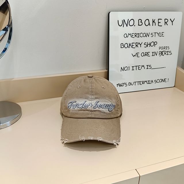Cap Embroidered Lettering Baseball Distressed