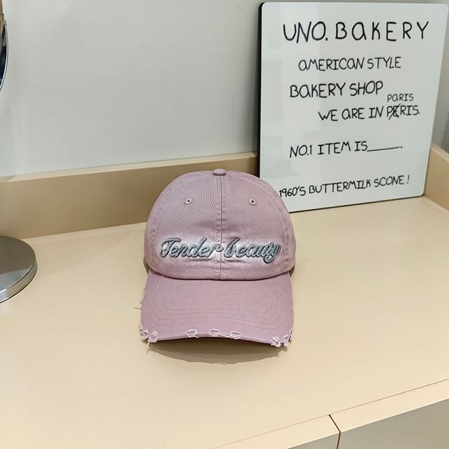 Cap Embroidered Lettering Baseball Distressed