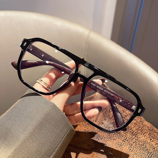 Blue Frame Blocking Square Glasses Light