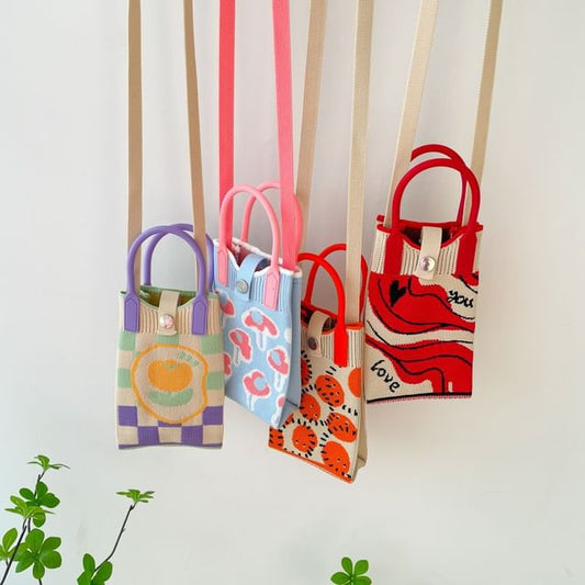 Handle Crossbody Top Bag Knit