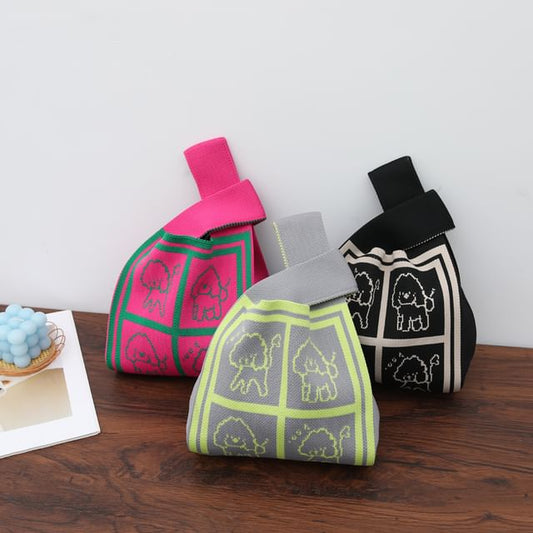 Bag Jacquard Dog Knit Tote