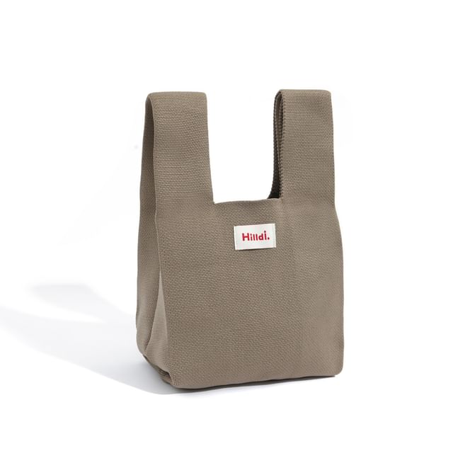 Knit Tote Bag Applique Lettering