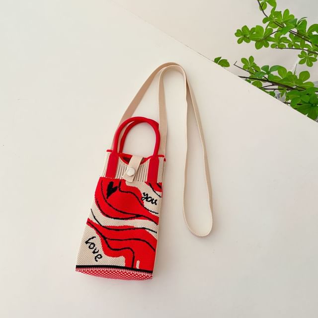 Handle Crossbody Top Bag Knit