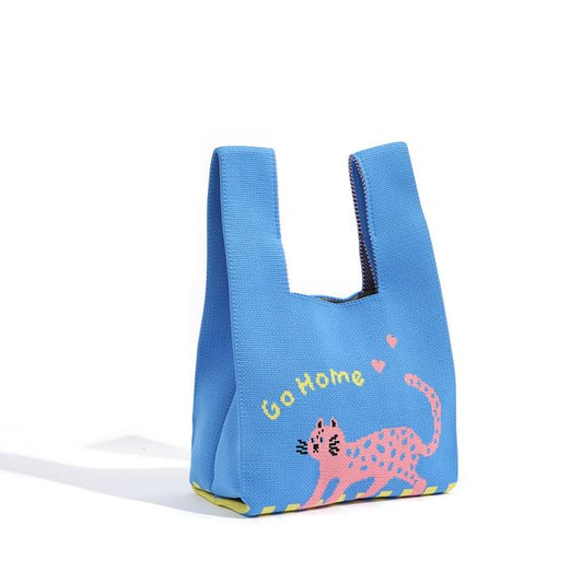 Tote Cartoon Jacquard Knit Bag