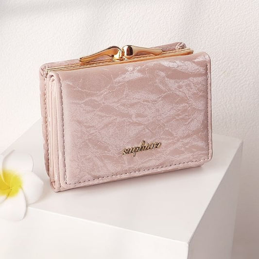 Lettering Chenille Trifold Short Wallet