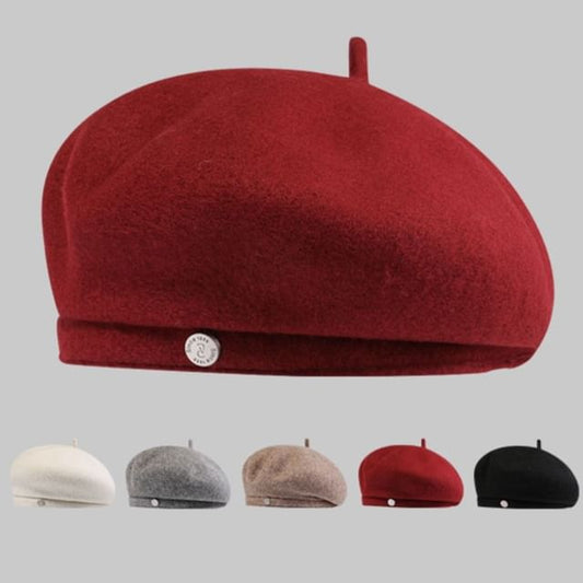 Beret Disc Wool Metal Hat