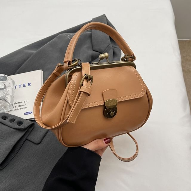 Bag Crossbody Leather Faux Clasped