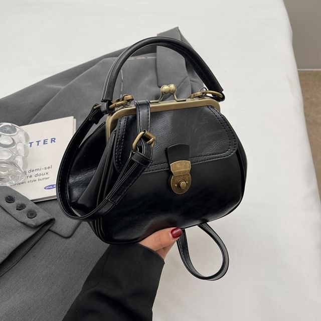 Bag Crossbody Leather Faux Clasped