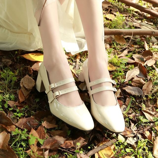 Double Jane Shoes Chunky Strap Mary Heel