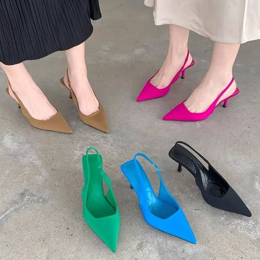 Slingback Sandals Heel Pointy High