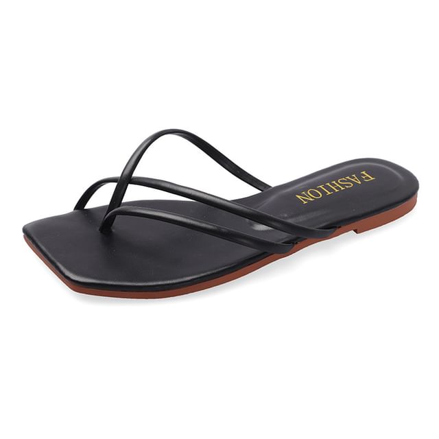 Square-Toe Sandals Toe-Loop Slide