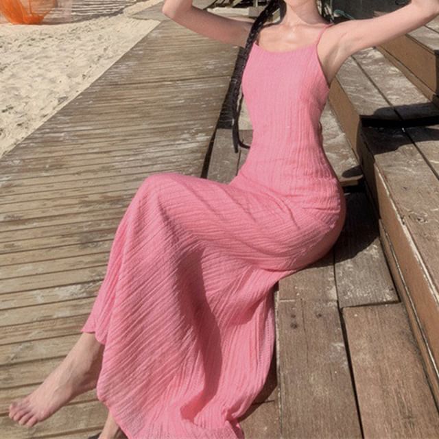 Spaghetti Maxi Dress Mermaid Plain Strap