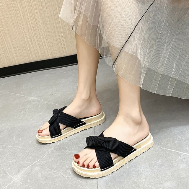 Platform Bow Slide Sandals