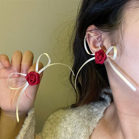 Stud Rose Earring Ribbon