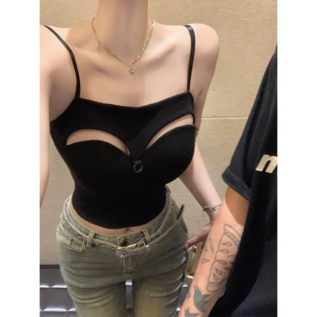 Plain Cutout Crop Camisole Top
