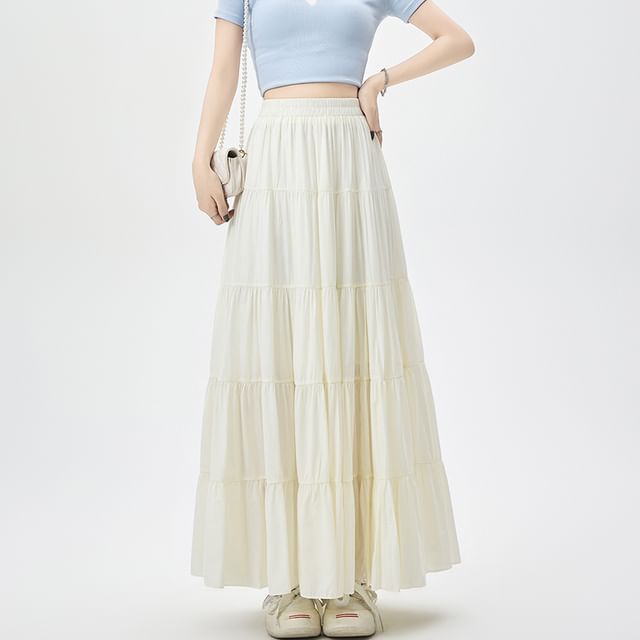 Maxi High Plain A-Line Waist Skirt