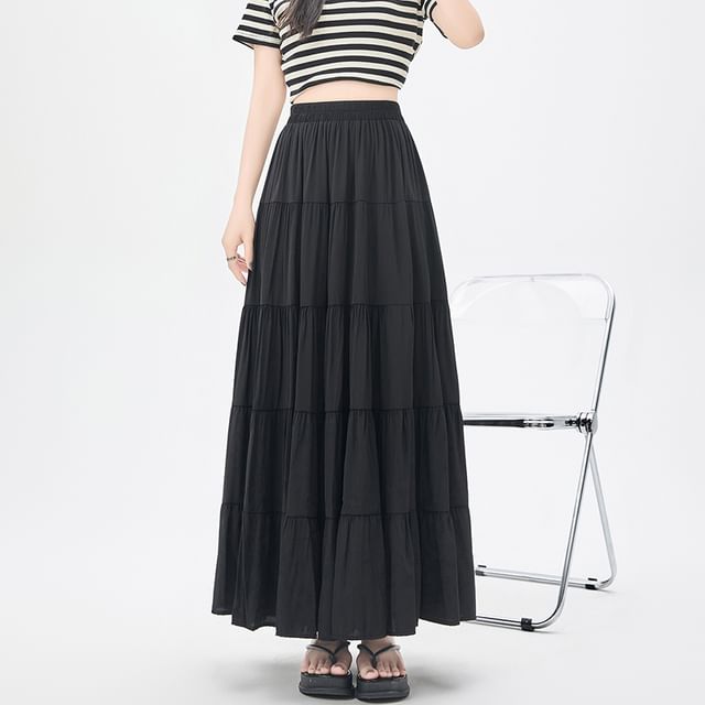 Maxi High Plain A-Line Waist Skirt