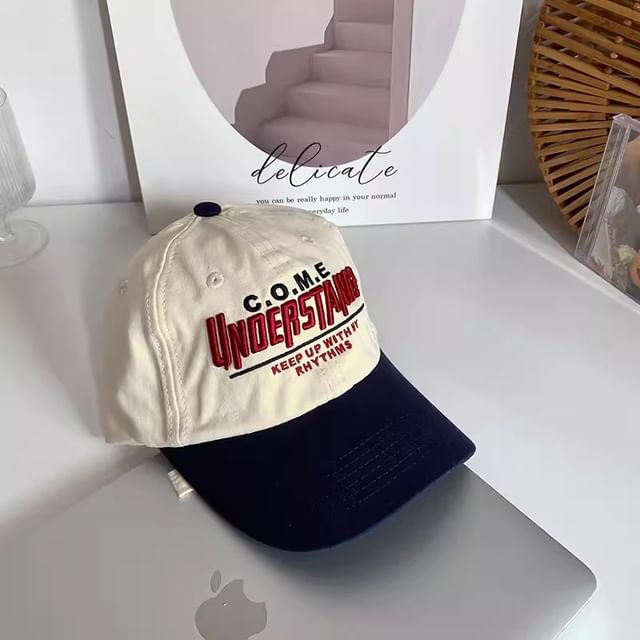 Lettering Panel Cap Embroidered Color Baseball