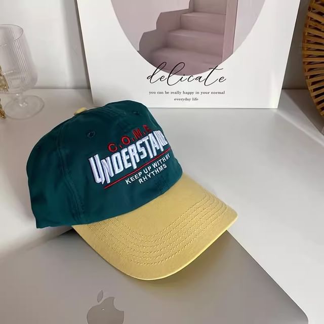 Lettering Panel Cap Embroidered Color Baseball