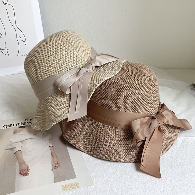 Bucket Ribbon Cotton Linen Hat