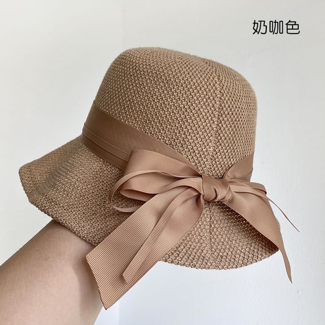 Bucket Ribbon Cotton Linen Hat