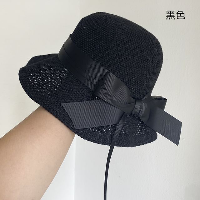 Bucket Ribbon Cotton Linen Hat