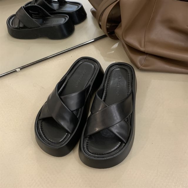 Strap Sandals Platform Slide Cross