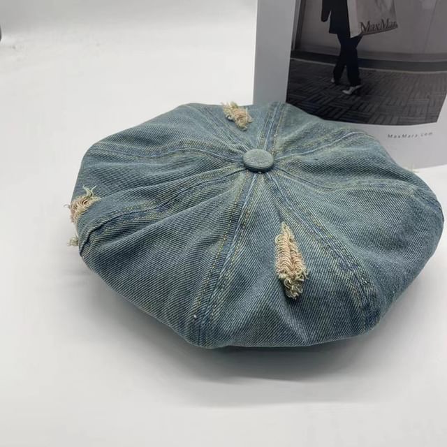 Distressed Beret Denim