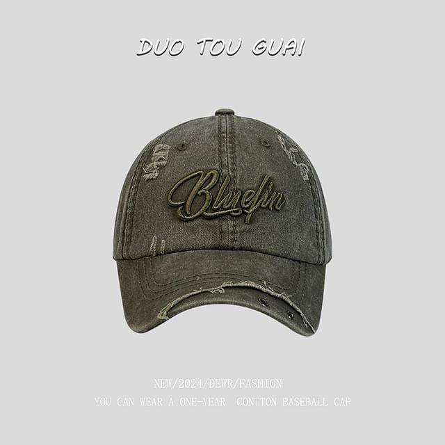 Baseball Distressed Cap Letter Embroidered