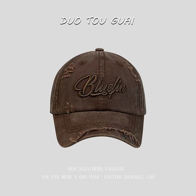 Baseball Distressed Cap Letter Embroidered