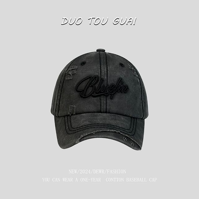 Baseball Distressed Cap Letter Embroidered