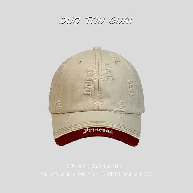 Baseball Letter Cap Distressed Embroidered