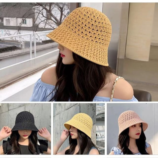 Bucket Plain Straw Hat
