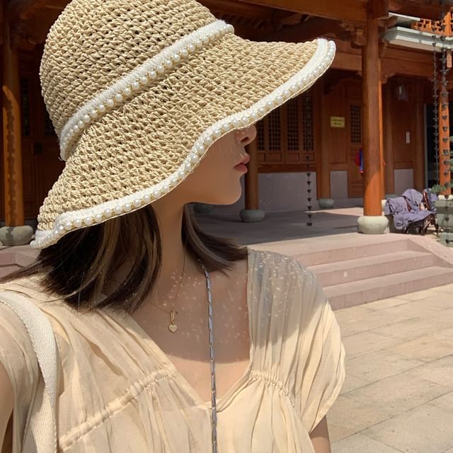 Sun Pearl Straw Faux Hat