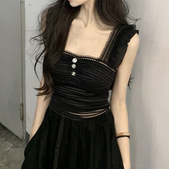 Plain Neck Top Square Tank Crop