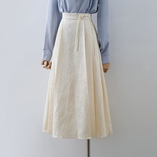 Plain A-Line Midi Skirt with Mid Rise