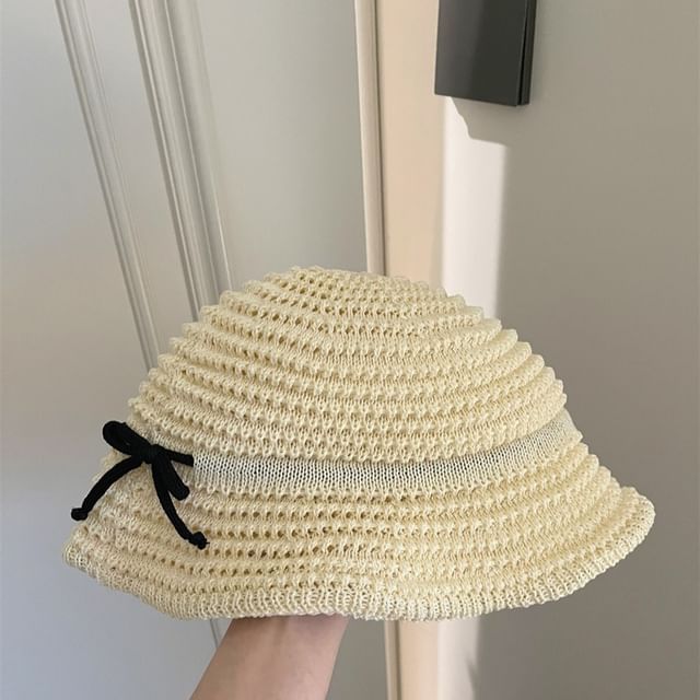 Bow Woven Hat Accent Bucket