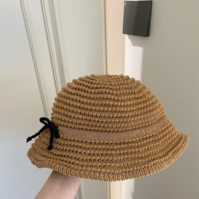 Bow Woven Hat Accent Bucket