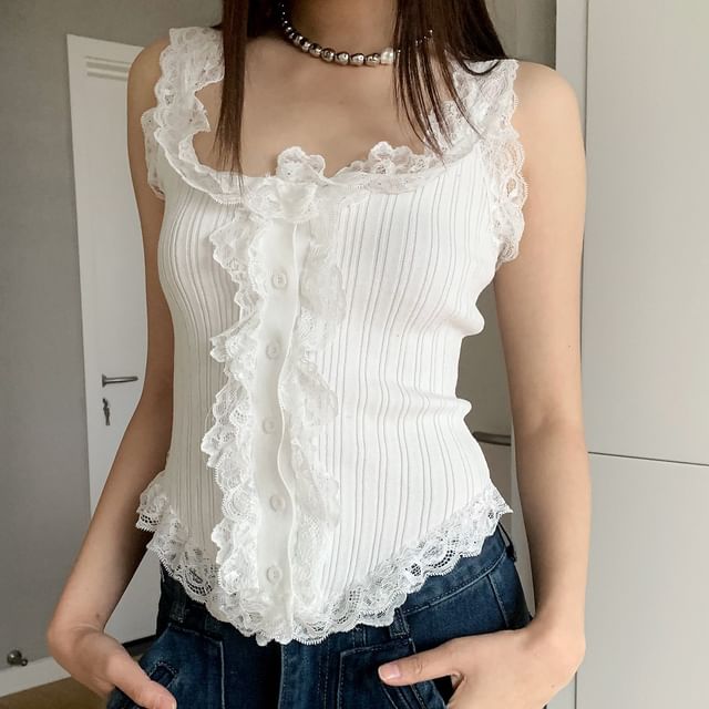 Lace-Trim Tank Top