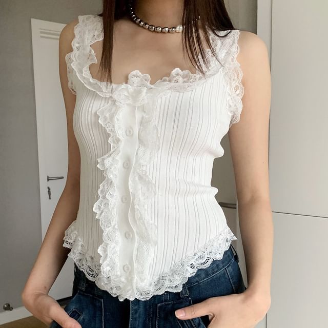 Lace-Trim Tank Top