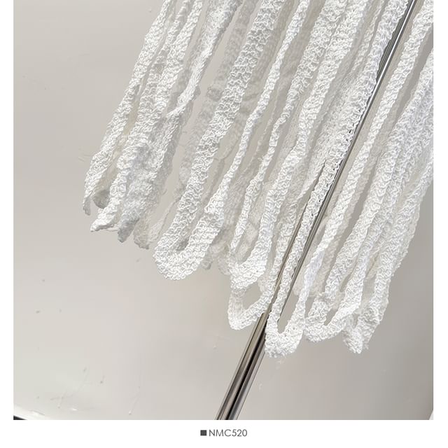 Lace V-Neck Blouse with Fringed High-Waist Pencil Skirt
