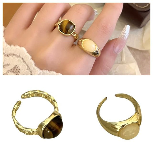 Open Gemstone Ring Set /