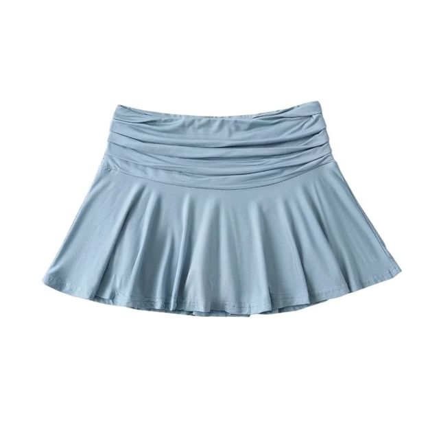 Pleated Mini Skirt with Ruched High Waist
