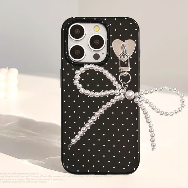 Bow Dotted Case Phone Charm