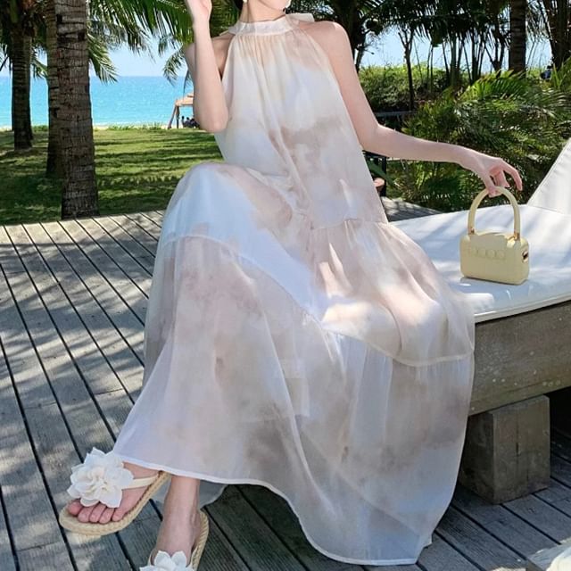 Dress A-Line Sleeveless Maxi Floral