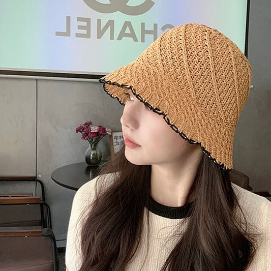Hat Woven Trim Contrast Bucket
