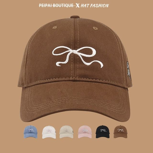 Embroidered Baseball Cap Bow