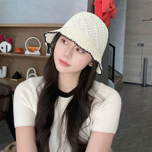 Hat Woven Trim Contrast Bucket