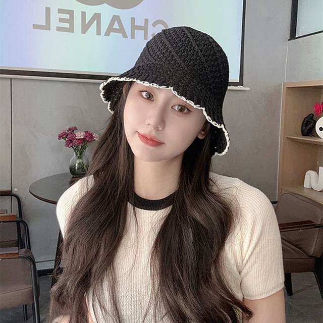 Hat Woven Trim Contrast Bucket