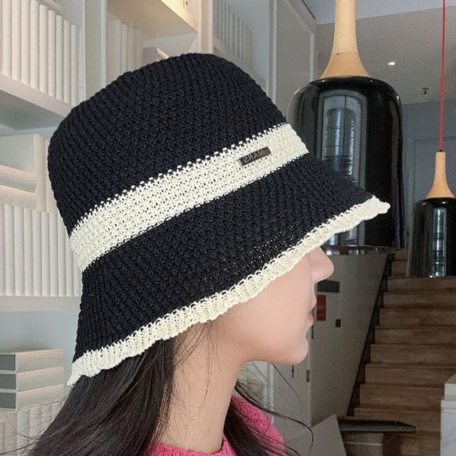 Woven Bucket Contrast Trim Hat